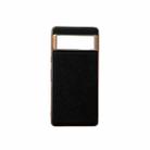 For Google Pixel 6 Nano Electroplating Cross Texture Genuine Leather Phone Case(Black) - 1