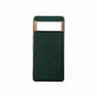 For Google Pixel 7 5G Nano Electroplating Cross Texture Genuine Leather Phone Case(Green) - 1