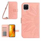 For Samsung Galaxy A42 5G Skin Feel Sun Flower Pattern Flip Leather Phone Case with Lanyard(Pink) - 1