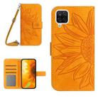 For Samsung Galaxy F62/M62 Skin Feel Sun Flower Pattern Flip Leather Phone Case with Lanyard(Yellow) - 1