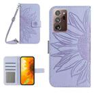 For Samsung Galaxy Note20 Ultra Skin Feel Sun Flower Pattern Flip Leather Phone Case with Lanyard(Purple) - 1