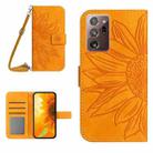 For Samsung Galaxy Note20 Ultra Skin Feel Sun Flower Pattern Flip Leather Phone Case with Lanyard(Yellow) - 1