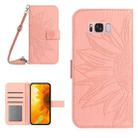For Samsung Galaxy S8 Skin Feel Sun Flower Pattern Flip Leather Phone Case with Lanyard(Pink) - 1