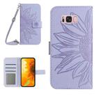 For Samsung Galaxy S8+ Skin Feel Sun Flower Pattern Flip Leather Phone Case with Lanyard(Purple) - 1