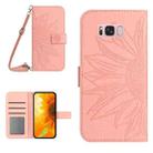 For Samsung Galaxy S8+ Skin Feel Sun Flower Pattern Flip Leather Phone Case with Lanyard(Pink) - 1