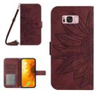 For Samsung Galaxy S8+ Skin Feel Sun Flower Pattern Flip Leather Phone Case with Lanyard(Wine Red) - 1
