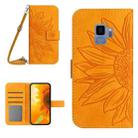 For Samsung Galaxy S9 Skin Feel Sun Flower Pattern Flip Leather Phone Case with Lanyard(Yellow) - 1