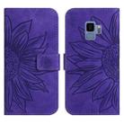 For Samsung Galaxy S9 Skin Feel Sun Flower Pattern Flip Leather Phone Case with Lanyard(Dark Purple) - 2