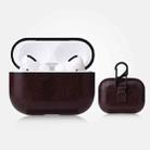For AirPods Pro Anti-fall Crazy Horse Texture PU Leather Protective Case with Carabiner(Coffee) - 1