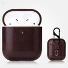 For AirPods 1 & 2 Anti-fall Crazy Horse Texture PU Leather Protective Case with Carabiner(Coffee) - 1