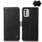 For Nokia G60 5G KHAZNEH Side-Magnetic Litchi Genuine Leather RFID Phone Case(Black) - 1