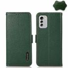 For Nokia G60 5G KHAZNEH Side-Magnetic Litchi Genuine Leather RFID Phone Case(Green) - 1
