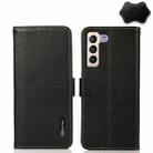 For Samsung Galaxy S23+ 5G KHAZNEH Side-Magnetic Litchi Genuine Leather RFID Phone Case(Black) - 1