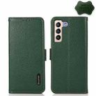 For Samsung Galaxy S23+ 5G KHAZNEH Side-Magnetic Litchi Genuine Leather RFID Phone Case(Green) - 1