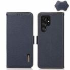 For Samsung Galaxy S23 Ultra 5G KHAZNEH Side-Magnetic Litchi Genuine Leather RFID Phone Case(Blue) - 1