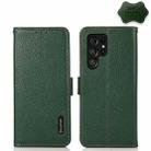 For Samsung Galaxy S23 Ultra 5G KHAZNEH Side-Magnetic Litchi Genuine Leather RFID Phone Case(Green) - 1