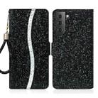 For Samsung Galaxy S23 5G Glitter Powder Filp Leather Phone Case(Black) - 1