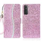 For Samsung Galaxy S23 5G Glitter Powder Filp Leather Phone Case(Pink) - 1