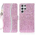 For Samsung Galaxy S23 Ultra 5G Glitter Powder Filp Leather Phone Case(Pink) - 1