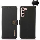 For Samsung Galaxy S23+ 5G KHAZNEH Custer Genuine Leather RFID Phone Case(Black) - 1