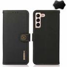 For Samsung Galaxy S23 5G KHAZNEH Custer Genuine Leather RFID Phone Case(Black) - 1