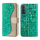 For Samsung Galaxy S23 5G Laser Glitter Powder Crocodile Texture Leather Phone Case(Green) - 1