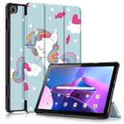 For Lenovo Tab M10 10.1 3rd Gen 3-folding Magnetic Buckle Coloured Drawing Leather Smart Tablet Case(Rainbow Unicorn) - 1