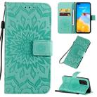 For Huawei P40 Pressed Printing Sunflower Pattern Horizontal Flip PU Leather Case with Holder & Card Slots & Wallet & Lanyard(Green) - 1