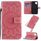 For Huawei P40 Lite / Nova 6 se Pressed Printing Sunflower Pattern Horizontal Flip PU Leather Case with Holder & Card Slots & Wallet & Lanyard(Pink) - 1