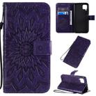 For Huawei P40 Lite / Nova 6 se Pressed Printing Sunflower Pattern Horizontal Flip PU Leather Case with Holder & Card Slots & Wallet & Lanyard(Purple) - 1