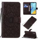 For Huawei Enjoy 10e Pressed Printing Sunflower Pattern Horizontal Flip PU Leather Case with Holder & Card Slots & Wallet & Lanyard(Brown) - 1