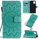 For Galaxy A81 / M60S / Note10 Lite Pressed Printing Sunflower Pattern Horizontal Flip PU Leather Case with Holder & Card Slots & Wallet & Lanyard(Green) - 1