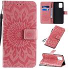 For Galaxy A91 / M80S / S10 Lite Pressed Printing Sunflower Pattern Horizontal Flip PU Leather Case with Holder & Card Slots & Wallet & Lanyard(Pink) - 1