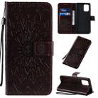 For Galaxy A91 / M80S / S10 Lite Pressed Printing Sunflower Pattern Horizontal Flip PU Leather Case with Holder & Card Slots & Wallet & Lanyard(Brown) - 1