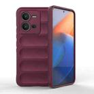 For vivo V25 5G Global Magic Shield TPU + Flannel Phone Case(Wine Red) - 1