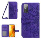 For Samsung Galaxy S20 FE Skin Feel Sun Flower Pattern Flip Leather Phone Case with Lanyard(Dark Purple) - 1