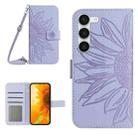 For Samsung Galaxy S23 5G Skin Feel Sun Flower Pattern Flip Leather Phone Case with Lanyard(Purple) - 1