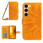 For Samsung Galaxy S23 5G Skin Feel Sun Flower Pattern Flip Leather Phone Case with Lanyard(Yellow) - 1