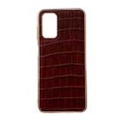 For Samsung Galaxy A73 5G Crocodile Texture Genuine Leather Electroplating Phone Case(Brown) - 1