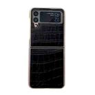 For Samsung Galaxy Z Flip3 5G Crocodile Texture Genuine Leather Electroplating Phone Case(Black) - 1