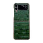 For Samsung Galaxy Z Flip4 5G Crocodile Texture Genuine Leather Electroplating Phone Case(Dark Green) - 1