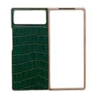 For Xiaomi Mix Fold 2 Crocodile Texture Genuine Leather Electroplating Phone Case(Dark Green) - 1