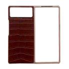 For Xiaomi Mix Fold 2 Crocodile Texture Genuine Leather Electroplating Phone Case(Brown) - 1