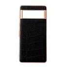 For Google Pixel 7 Crocodile Texture Genuine Leather Electroplating Phone Case(Black) - 1