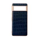 For Google Pixel 6 Crocodile Texture Genuine Leather Electroplating Phone Case(Blue) - 1