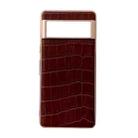 For Google Pixel 6a Crocodile Texture Genuine Leather Electroplating Phone Case(Brown) - 1