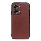 For OnePlus Nord 2T Lambskin Texture Genuine Leather Phone Case(Brown) - 1