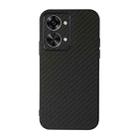 For OnePlus Nord 2T Accurate Hole Carbon Fiber Texture PU Phone Case(Black) - 1