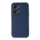 For OnePlus Nord 2T Accurate Hole Carbon Fiber Texture PU Phone Case(Blue) - 1