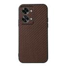 For OnePlus Nord 2T Accurate Hole Carbon Fiber Texture PU Phone Case(Brown) - 1